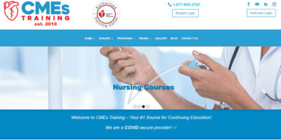 CMEs Training website banner promoting nursing courses