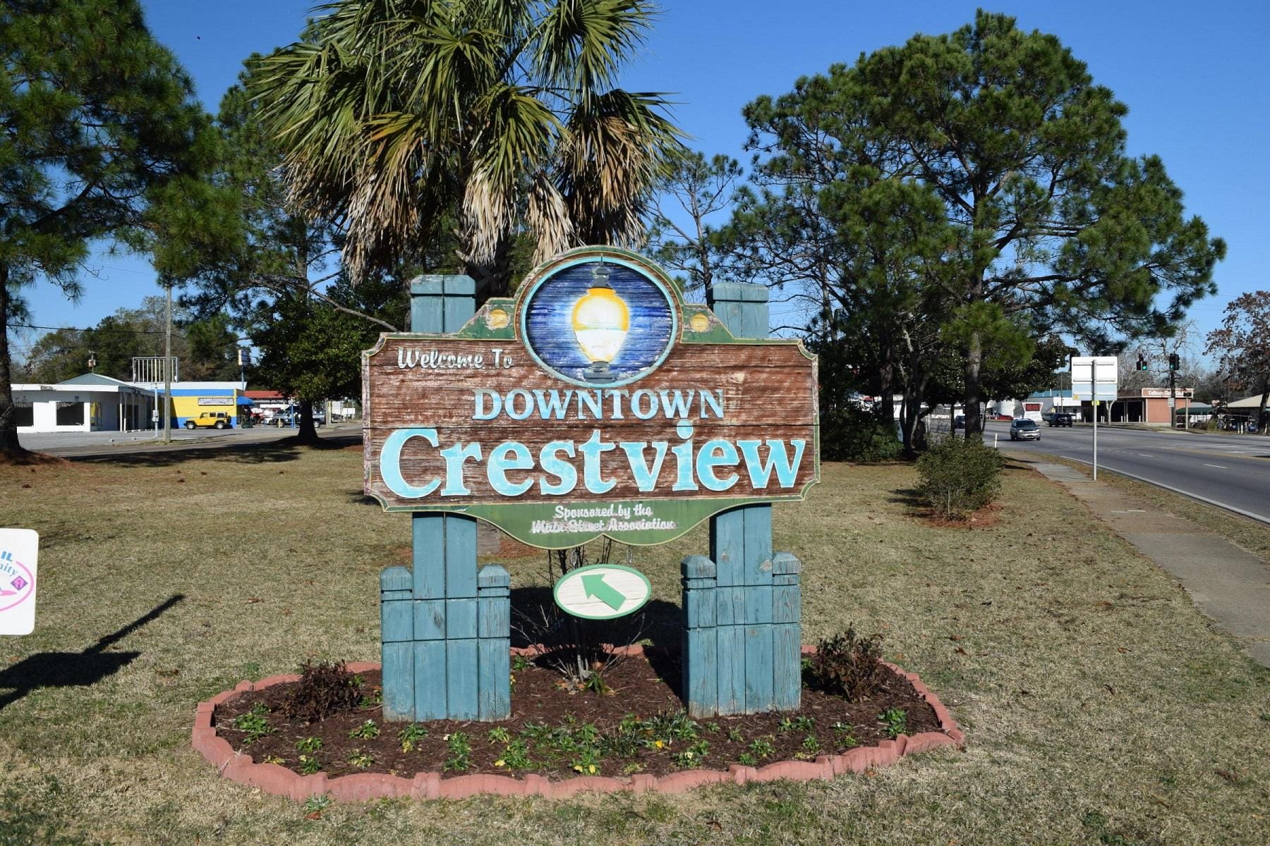 Welcome sign for downtown Crestview, Florida